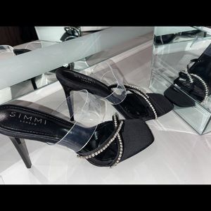 Simmi London Black Diamante Stiletto Mules